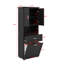 Armoire de salle de bain haute avec portes de panier à linge intégrées et compartiment de rangement ouvert supérieur-1886072160