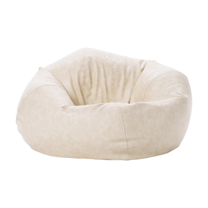 Standard Faux Leather Classic Bean Bag, Almond Faux Leather, 19" H x 35" W x 35" D