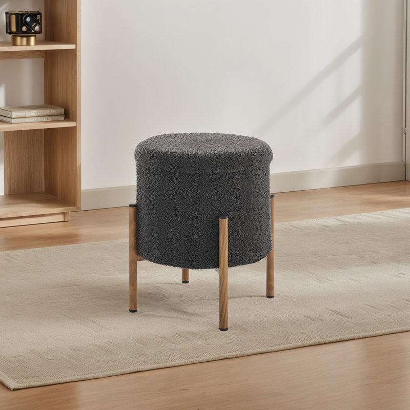 Modern Round Storage Stools With Base, Grey