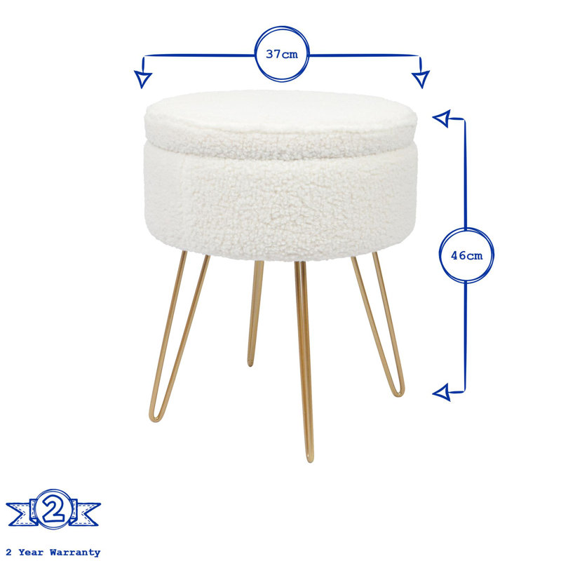 Harbour Housewares - Round Boucle Storage Footstool, Black