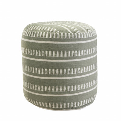 20" Polyester Round Striped Indoor Outdoor Pouf Ottoman by Dakota Fields