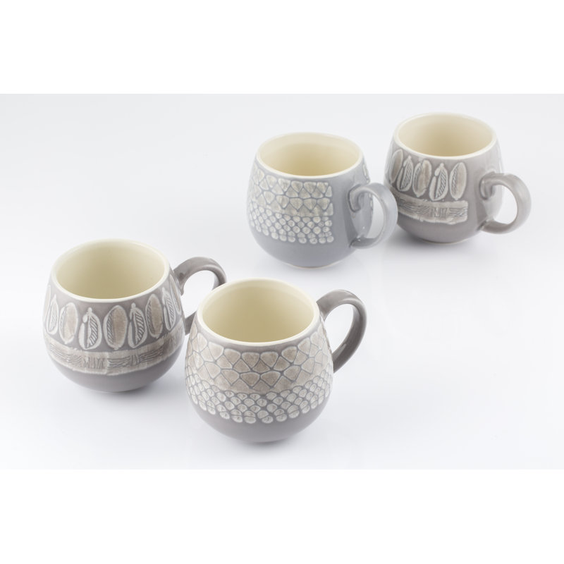 Impressions 4 Piece Mug Set, Grey
