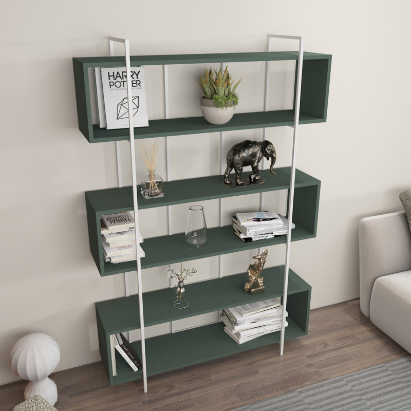 Bruti 180cm H x 120cm W Bookcase, Green, White