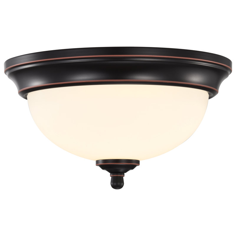 Plafonnier encastré en verre Megham, Bronze acajou, H 6 po x l 10,88 po x P 10,88 po