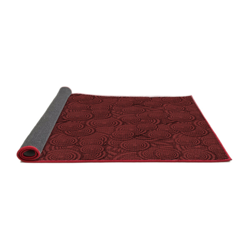 Tapis abstrait en laine rouge, Rond 5 pi