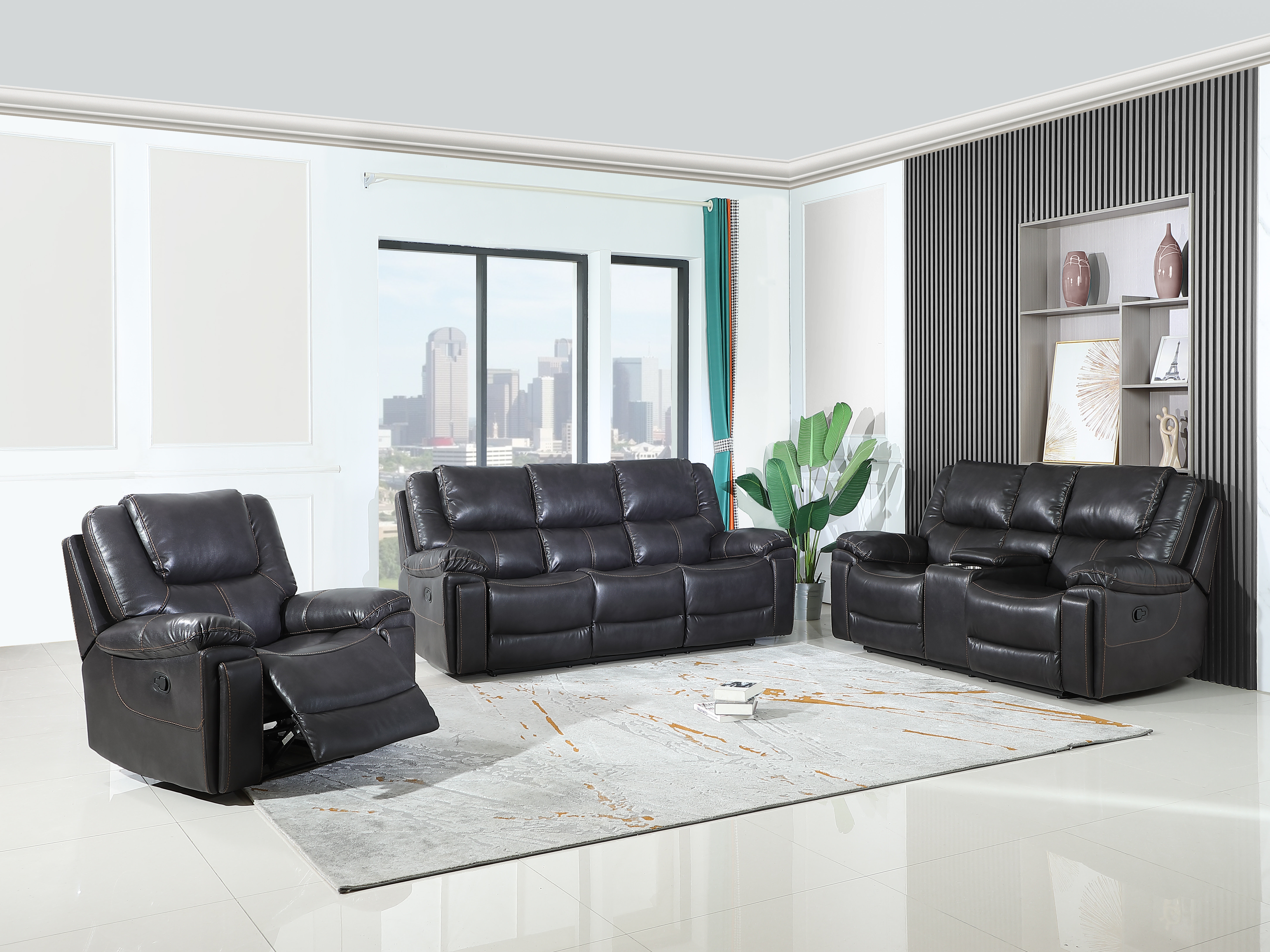 simple leather sofa set