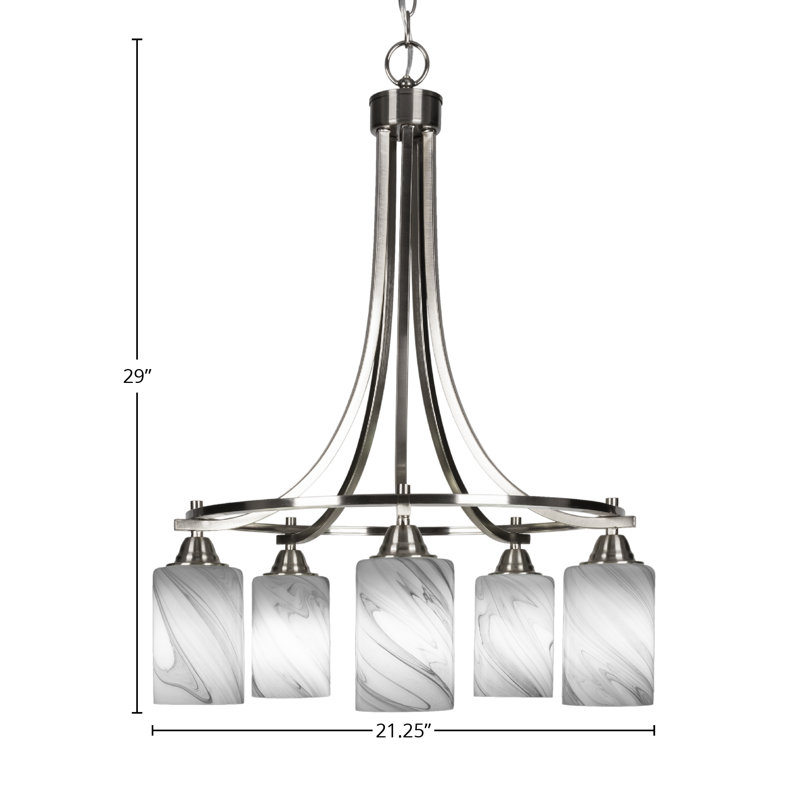 Lustre 5 lumières Michell, Nickel brossé