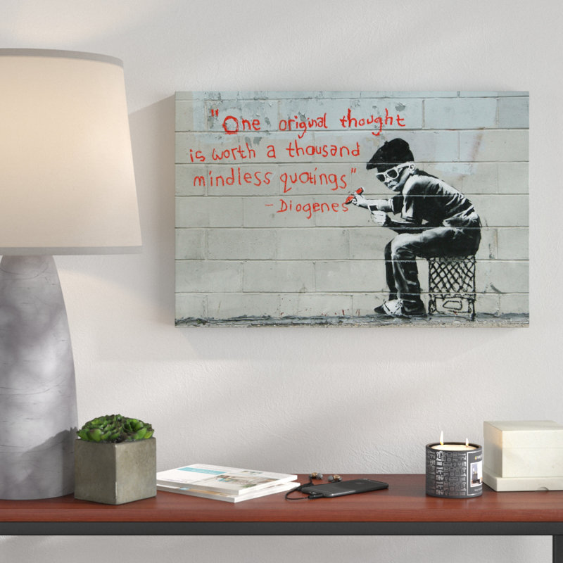 One Original Thought by Banksy - Wrapped Canvas Print, 71 cm H x 107 cm W x 3 cm D