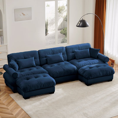 Canapé modulaire en U avec canapé-lit modulaire à deux places avec repose-pieds, canapé d'angle moderne à 3 places avec coussins de taille, coussins décoratifs et accoudoirs en forme de L, canapé convertible en forme de L