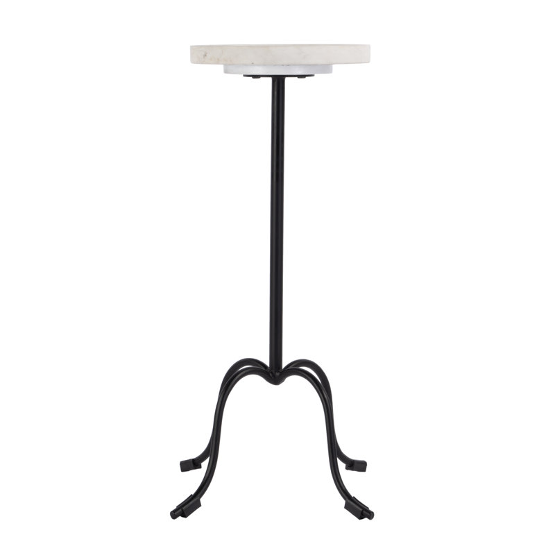Esmeray 10 in. W Round Marble and Iron Side Table