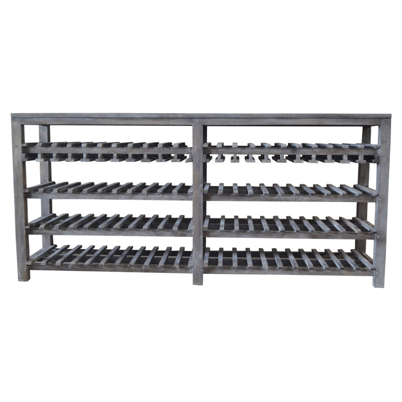 88 Bottle Solid Wood Floor Wine Bottle Rack in Gray