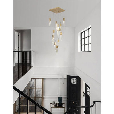 15 Light Chandelier with Hanging Crystal Pendants