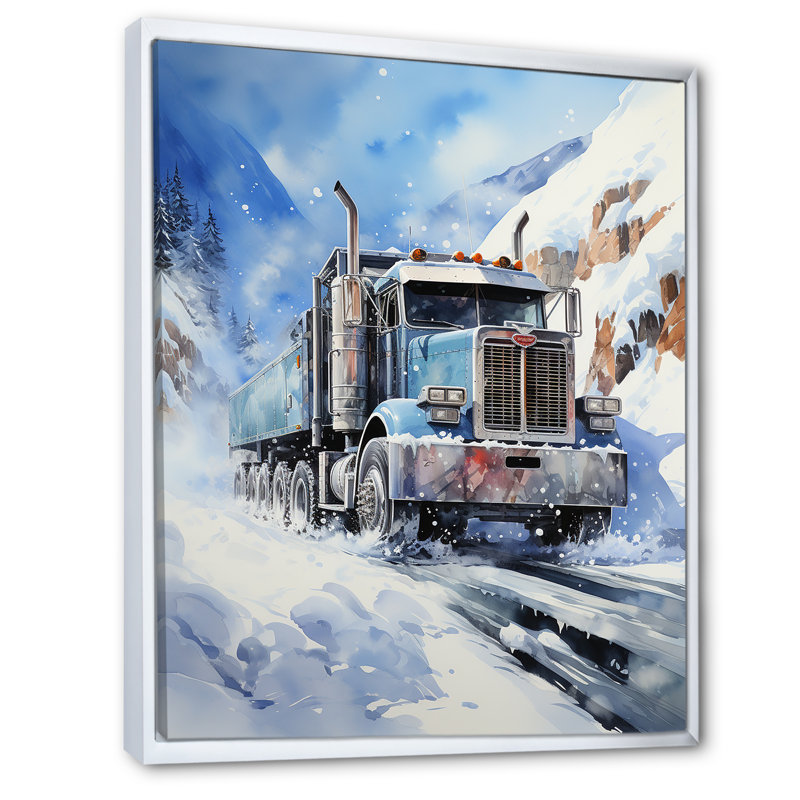 Travison turquoise semi camion arctique Hauler III - impression, H 44 po x l 34 po x P 1,5 po, Cadre flottant blanc