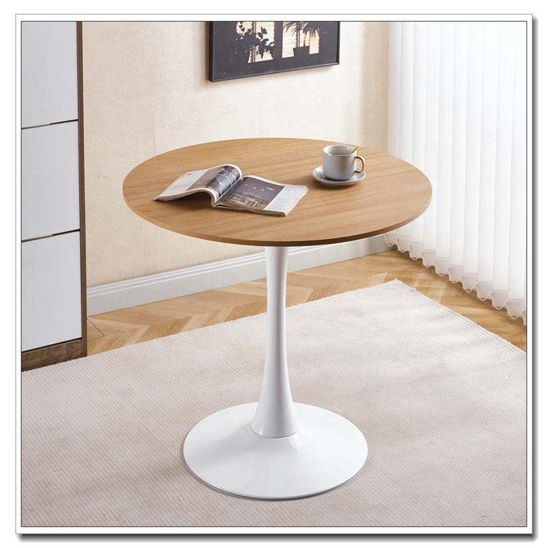 Table de salle à manger 31,5 "pour 2 à 4 personnes, H 28,74 po x L 31,5 po x l 31,5 po, Chêne, Blanc