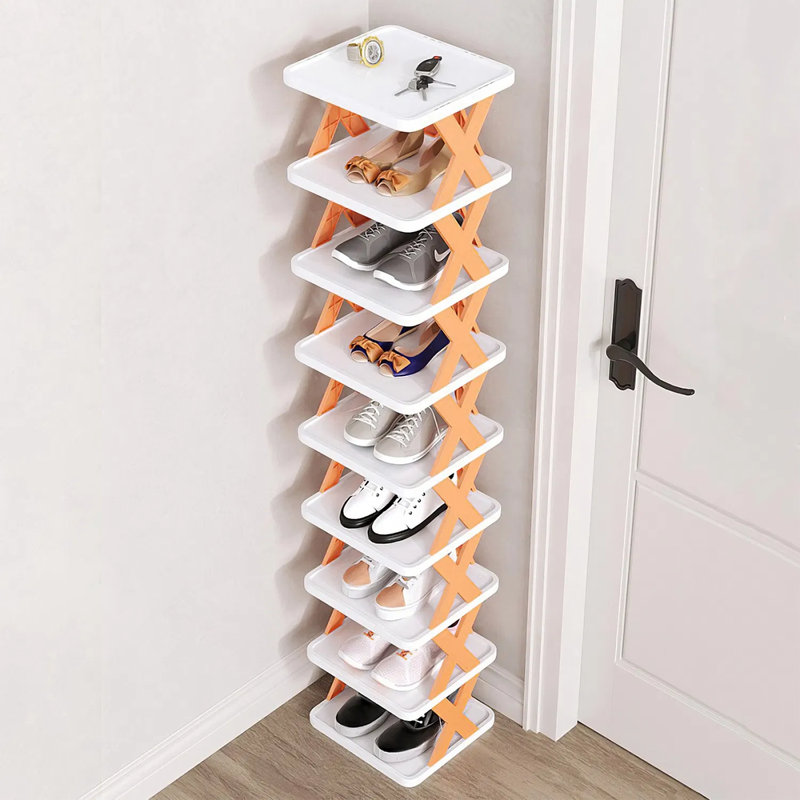 Stackable Shoe Rack - 9-Tier, Freely Combined, Vertical Storage Space Saver, Orange