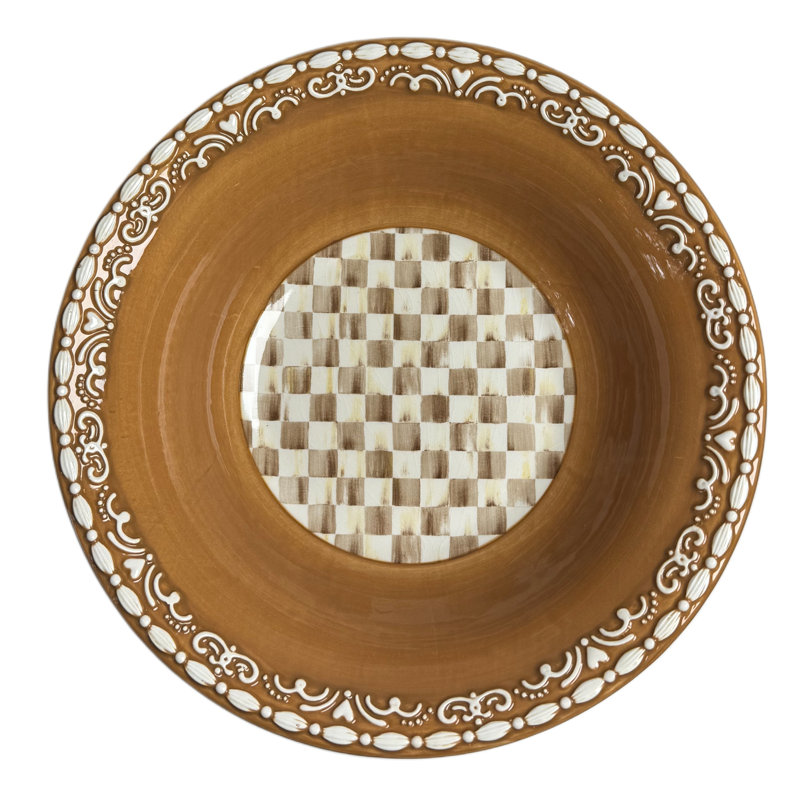 Mocha Check Gingerbread Serving Bowl