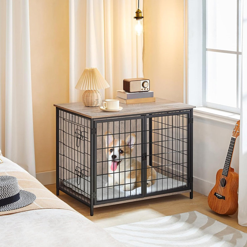 Mobilier pour cage de chien avec coussin, chenil en bois pour chien