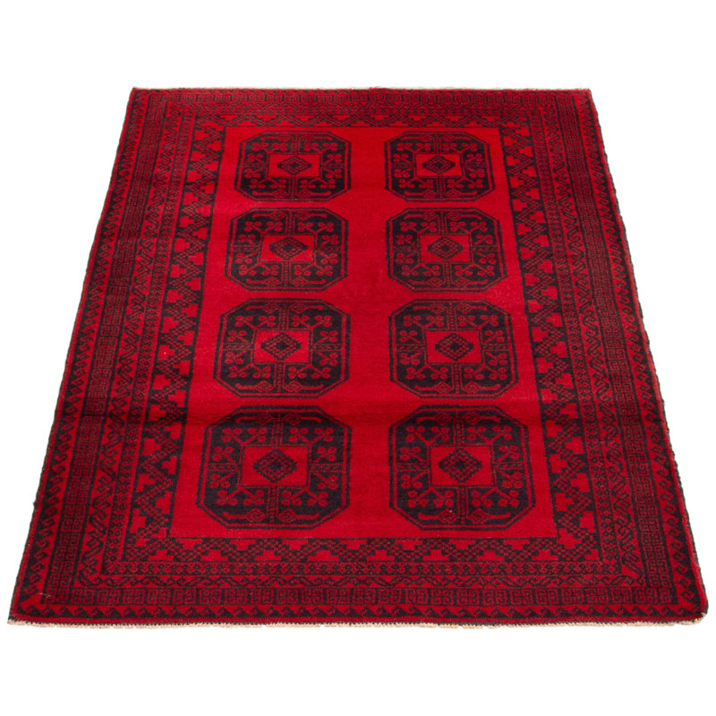 Tapis rouge noué à la main 3 pi 11 po x 6 pi 3 po Teimani