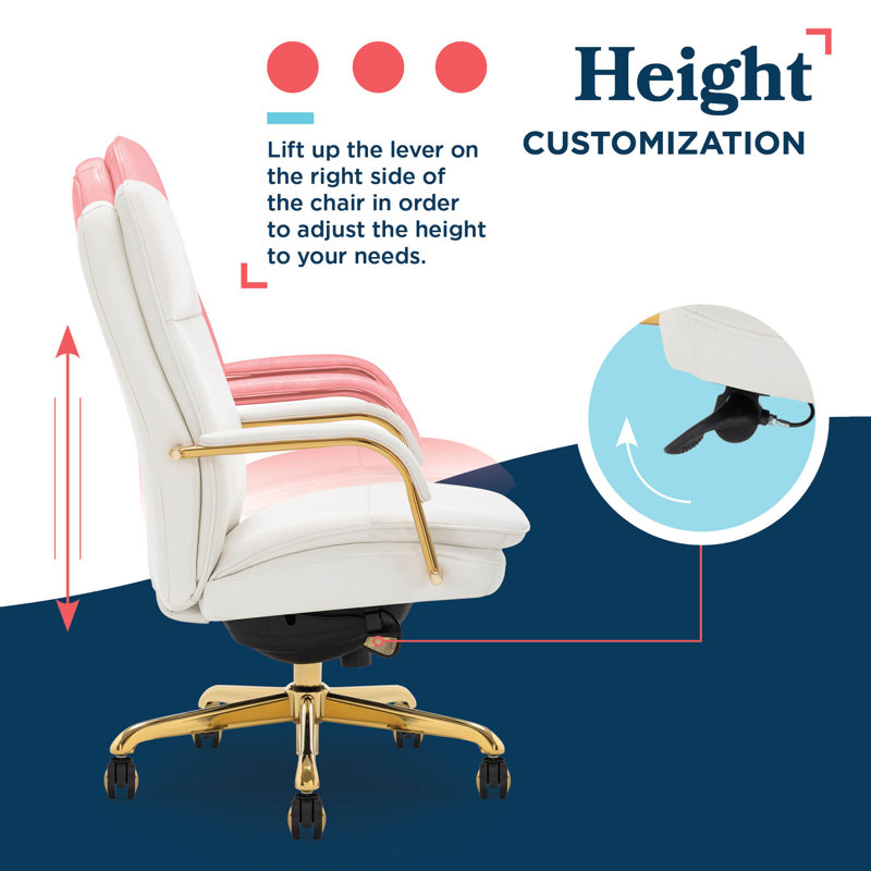 Opus Leather Swivel Executive Office Chair, White, Gold