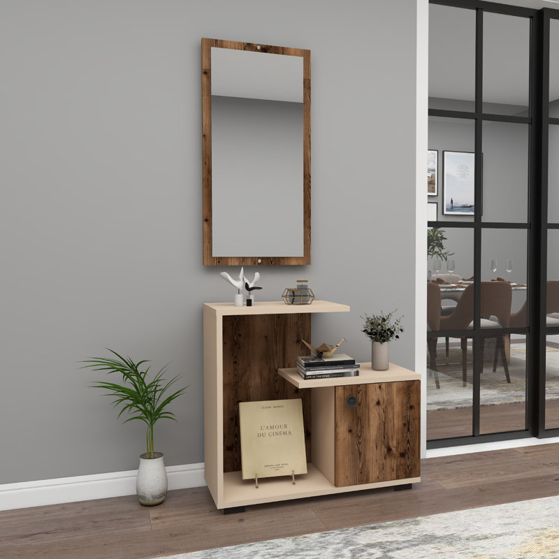 Lily-Lee 72cm Console Table, Light Walnut/Beige