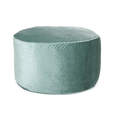 Fauteuil à billes cylindrique court de 4 pieds en sarcelle - Revêtement en velours durable avec rembourrage en mousse haute et fermeture à glissière amovible