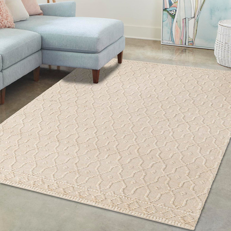 Tapis ivoire en jute / sisal tissé à la main Vivianne, Rectangle 4 pi 1 po x 6 pi 1 po