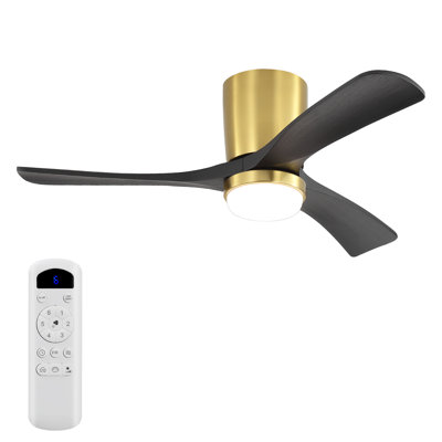 Nicola 42" Minimalist 3-Solid Wood Blade Flush Mount Ceiling Fan With Light  Remote Control And Timing Function