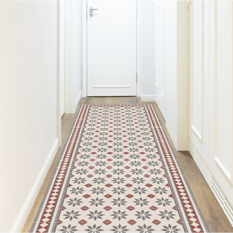 Endi Vinyl Machine Printed Area Rug, Rectangle 2'7.5" x 9'10.1"
