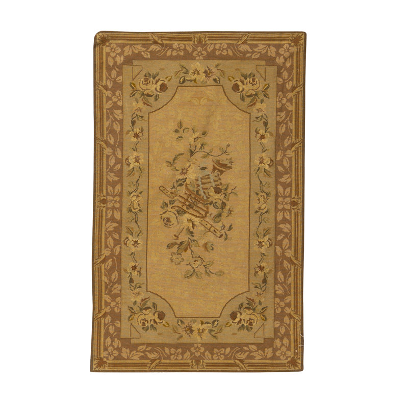 Hand-Knotted High-Quality Yellow and Brown Area Rug