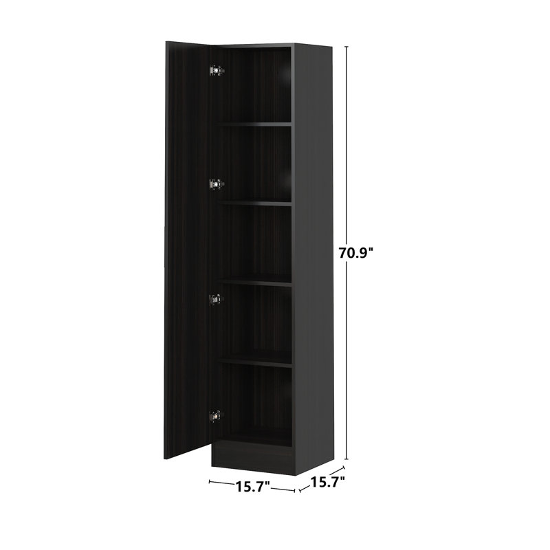 Ebern Designs Storage Cabinet, Wooden Collection Food Pantry Cabinet With Door, Black
