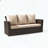 67.7" 3-Seat All-Weather Wicker Patio Sofa with Thick Beige Cushions, Black Frame-873009196