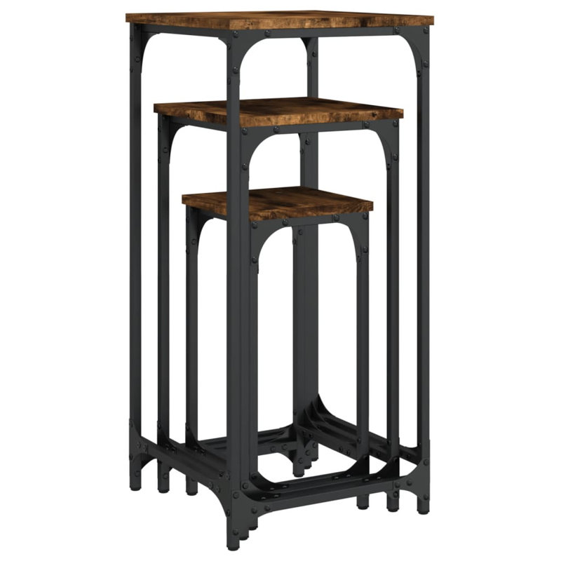 17 Stories Nesting Side Tables 3 Pcs Smoked Oak Engineered Wood