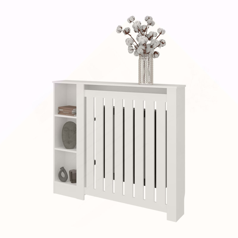 Armoire pour radiateur, 3 tablettes, blanc, White