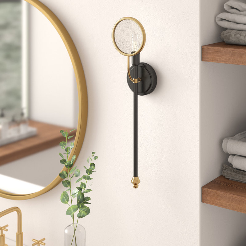  Applique murale 1 lumière Oberyn en noir rétro avec laiton chaud Oberyn