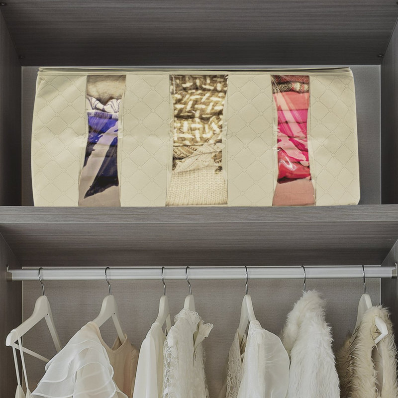 Organisateurs de sac de rangement en tissu pliable, 3 sections, 1 pièce, Beige