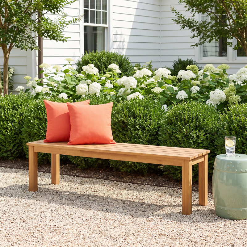 66" W Solid Eucalyptus Wood Outdoor Backless Bench