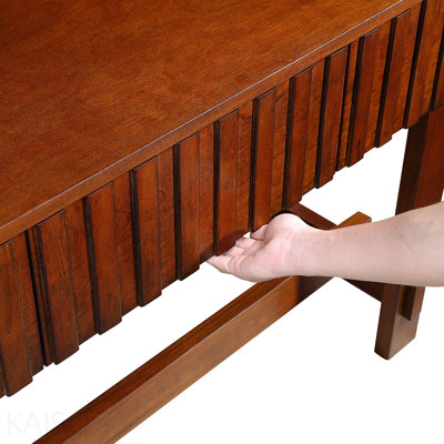 Console 52 po, style cannelé, tiroirs de rangement pour le salon - Cerisier