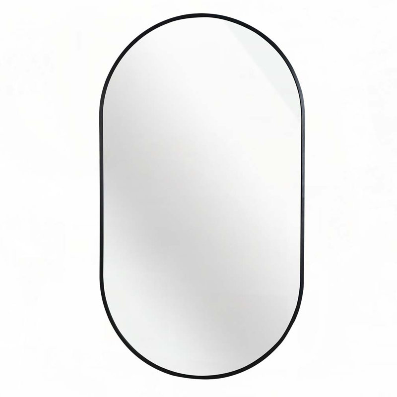 Metal Oval Mirror, Black, 28" x 20"