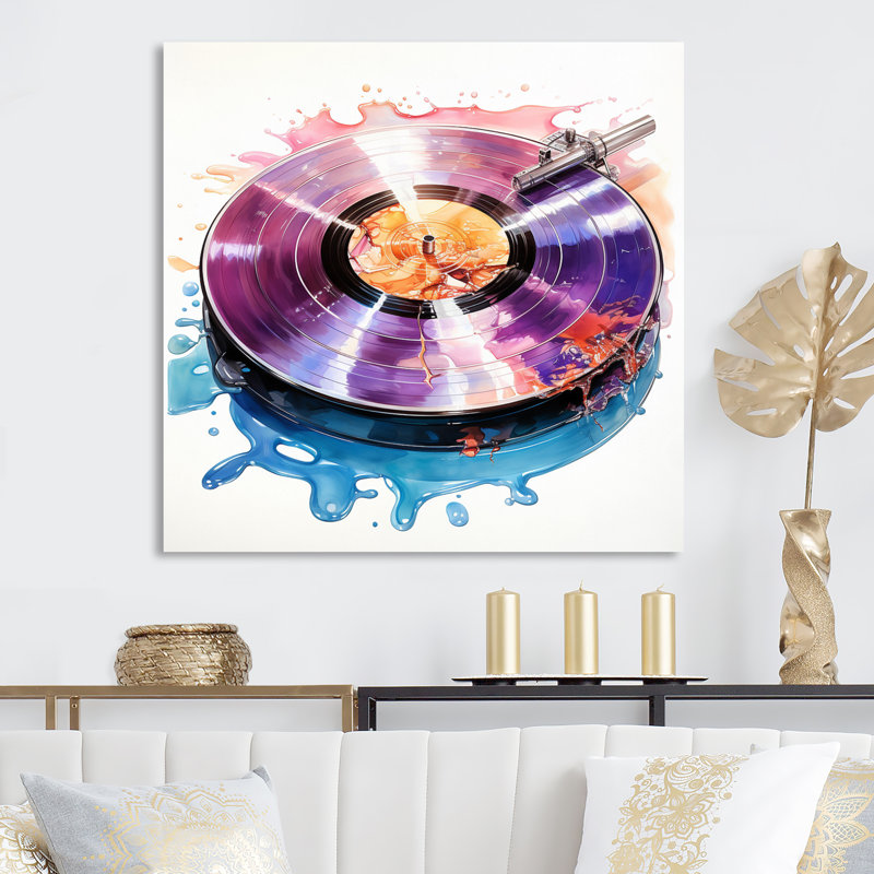 Mauve vinyle reflets - impression sur métal, H 16 po x l 16 po x P 1 po