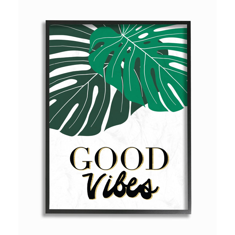 «Good Vibes Tropical Monstera», impression, H 14 po x l 11 po x P 1,5 po, Giclée encadrée noir minuit
