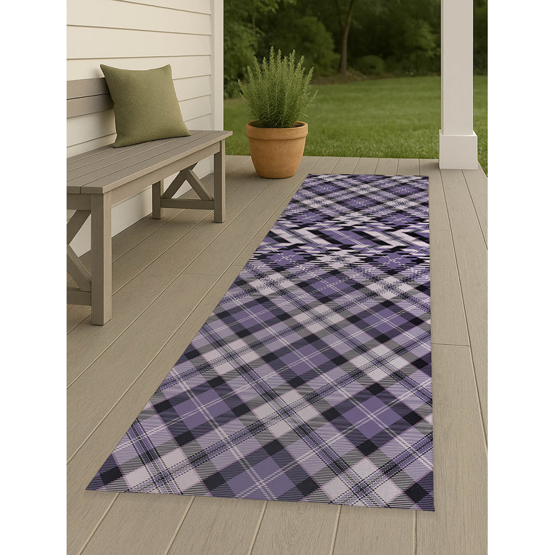 Tapis d'extérieur antidérapant à carreaux Anthony, Tapis de couloir 2 pi 6 po x 8 pi