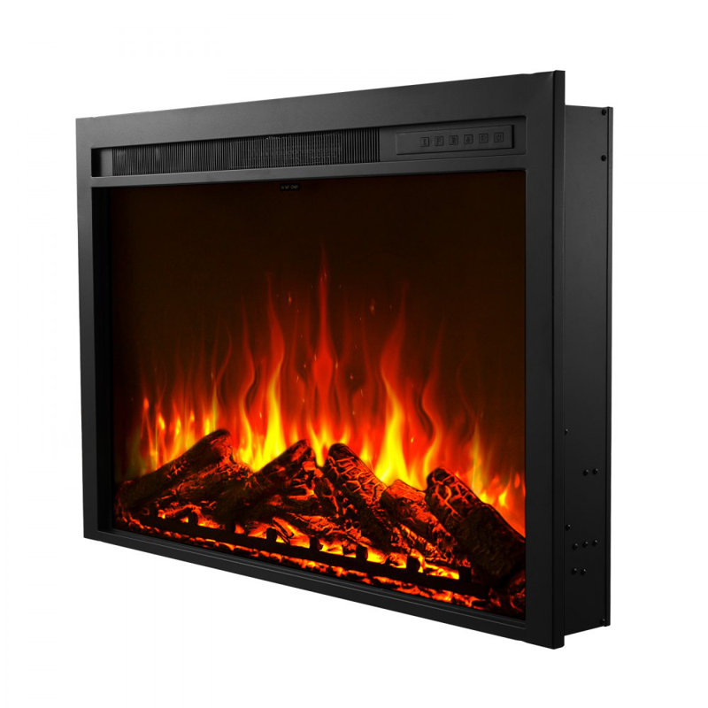 Foyer électrique encastrable de 40 pouces encastré et fixé au mur avec une luminosité de couleur de flamme réglable et une minuterie de 8 heures avec télécommande, chauffage intérieur avec modes de chauffage double 750 W / 1 500 W, noir 5 000 BTU