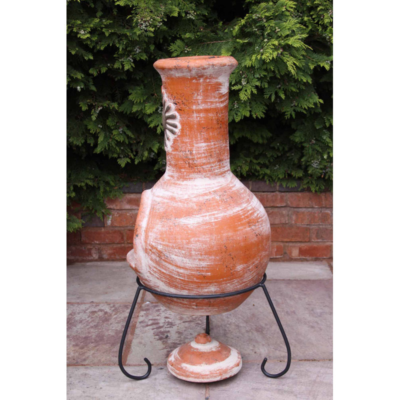 Sol Column Clay Chimnea, Rustic Orange