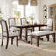 Ensemble de table de salle à manger 6 pièces exquis avec fonction extensible, chaises rembourrées et banc pour les réunions de famille et les diverses occasions de repas