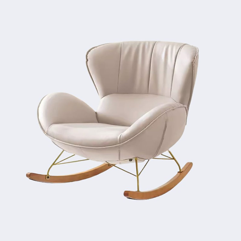 Chaise berçante décontractée simple et moderne, Blanc cassé
