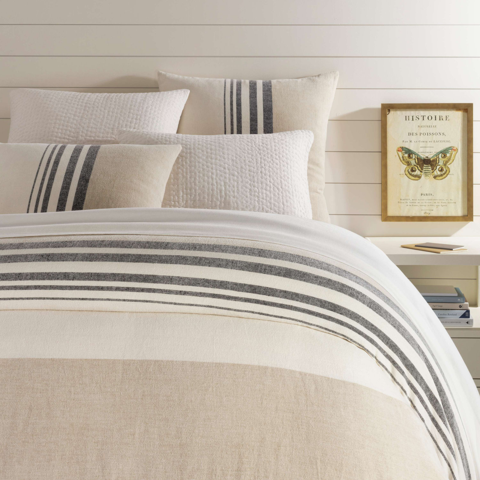 Linen Chenille Stripe Duvet Cover Set, King Duvet Cover