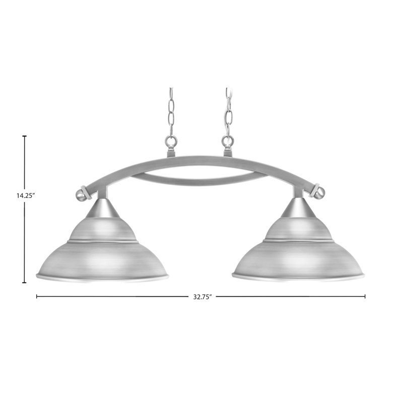 Eisenhauer 2 - Light Kitchen Island Linear Pendant, Brushed Nickel