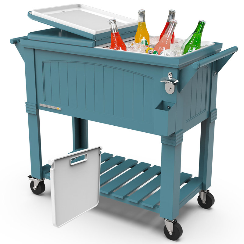 Permasteel - Glacière de patio avec cloison 80QT, Sarcelle