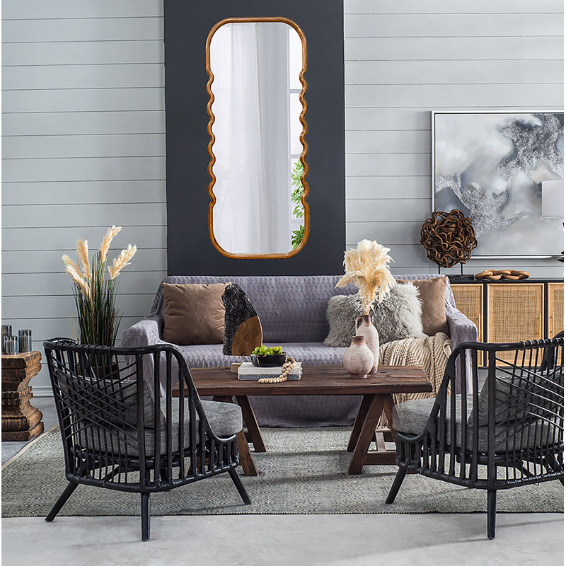 Miroir surdimensionné en bois 31,4 x 1,4 x 74 po avec cadre brun unique