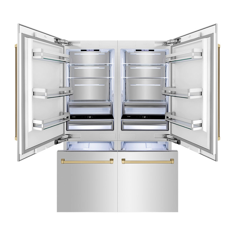 ZLINE 60" Autograph Edition 32.2 cu. ft. Built-in 4-Door French Door Refrigerator, Stainless Steel, Champagne Bronze